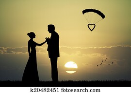 Bride and groom at sunset Bride and groom at sunset