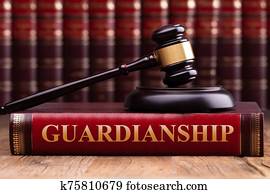 Gavel And Striking Block Over Guardianship Law Book Gavel And Striking Block Over Guardianship Law Book