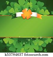 verde, st., Patrick`s, dia, fundo, com, bandeira irlandesa