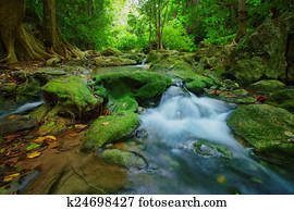 waterfalls in deep forest ,natural green background waterfalls in deep forest ,natural green background