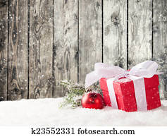 Christmas gifts in snow