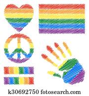 Collection of gay culture symbols.