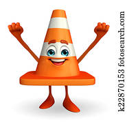 Construction Cone Character with happy pose