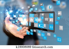 hand holding social media, social network concept