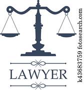 Lawyer icon of Justice scales vector emblem