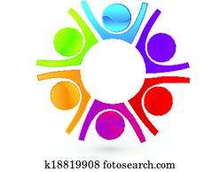 Teamwork happy business people logo Teamwork happy business people logo