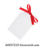 white gift tag with red bow(with clipping path)