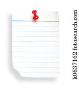 white lined paper and push nail(with clipping path)