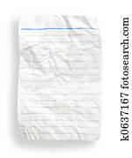 wrinkle white lined paper(with clipping path)