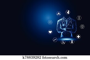Abstract health medical science healthcare icon digital technology doctor concept modern innovation, Treatment, medicine on hi tech future blue background Abstract health medical science healthcare icon digital technology doctor concept modern innovation, Treatment, medicine on hi tech future blue background