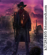 Ghost cowboy character illustration Ghost cowboy character illustration