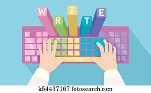 Hands Keyboard Write Illustration