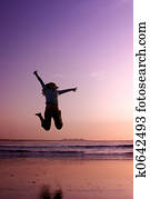 Jumping on the beach