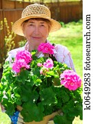 Senior woman gardening