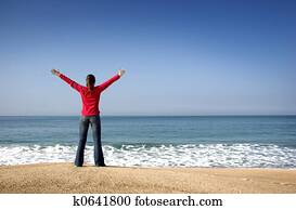 Young woman in the beach