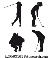 ゴルフ シルエット クリップアート 切り張り イラスト 絵画 集 K Fotosearch