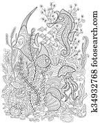 animais mar, collection., oceânicos, life.