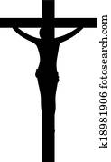 jésus christ, sur, croix, silhouette