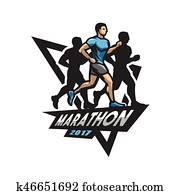 Running marathon, emblem, logo. Running marathon, emblem, logo.