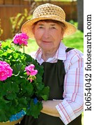 Senior woman gardening