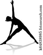 יוגה, פילטים, הנח, אישה, צללית