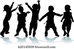 Dancing kids - black silhouettes. Dancing kids - black silhouettes.