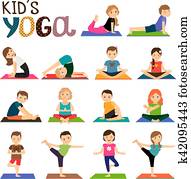 Kids yoga icons set Kids yoga icons set