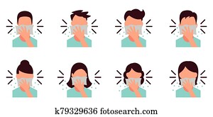 Personal Hygiene - Covering Mouth with tissue while sneezing - Icon as EPS 10 File Personal Hygiene - Covering Mouth with tissue while sneezing - Icon as EPS 10 File