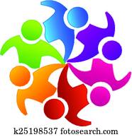 vektor, teamwork, enhed, logo