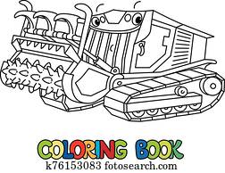 מצחיק, mulcher, מכונית, עם, עיניים, לצבוע ספר