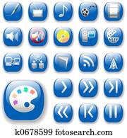 Digital Media Art Icons with Blue Drop Shadows Digital Media Art Icons with Blue Drop Shadows