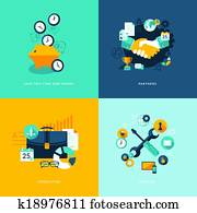plat, conception, icônes, pour, business
