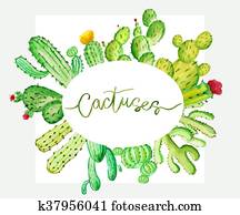 Set of watercolor cactus Set of watercolor cactus