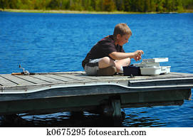 Young Boy Fishing