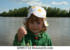 a, menina, praia, de, rio