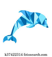 blue dolphin silhouette. animal with abstract blue dolphin silhouette. animal with abstract