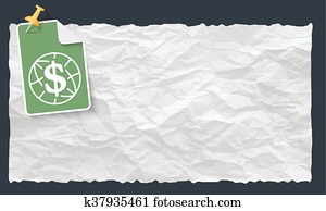 Crumpled paper and globe and dollar symbol