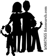 familie, silhouette