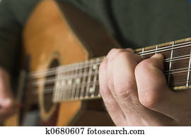 hombre, juego, guitare