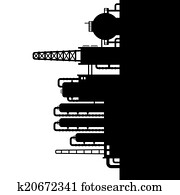 Oil Refinery Plant and Chemical Factory Silhouette 3. Vector Oil Refinery Plant and Chemical Factory Silhouette 3. Vector