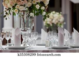 Table setting at a luxury wedding reception Table setting at a luxury wedding reception