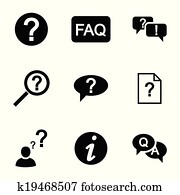 Vector black FAQ icons set Vector black FAQ icons set