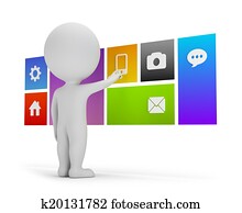 3d, קטן, אנשים, -, דירה, מימשק