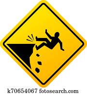 Cliff fall danger vector sign Cliff fall danger vector sign