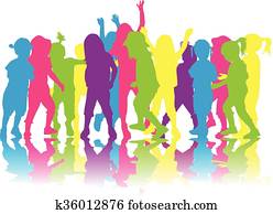 enfants, silhouette.