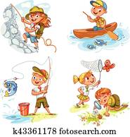 kindern, pfadfinder, leute, abenteuer, camping kindern, pfadfinder, leute, abenteuer, camping
