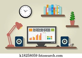 Modern office interior with designer desktop