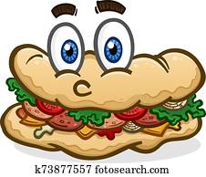 Submarine Sandwich Cartoon Character Illustration Submarine Sandwich Cartoon Character Illustration