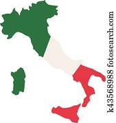 איטליה, מפה, עם, דגלל