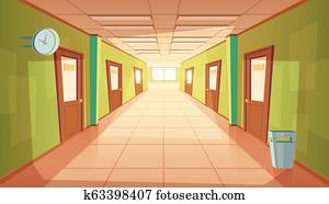cartoon school or college hallway, university corridor cartoon school or college hallway, university corridor